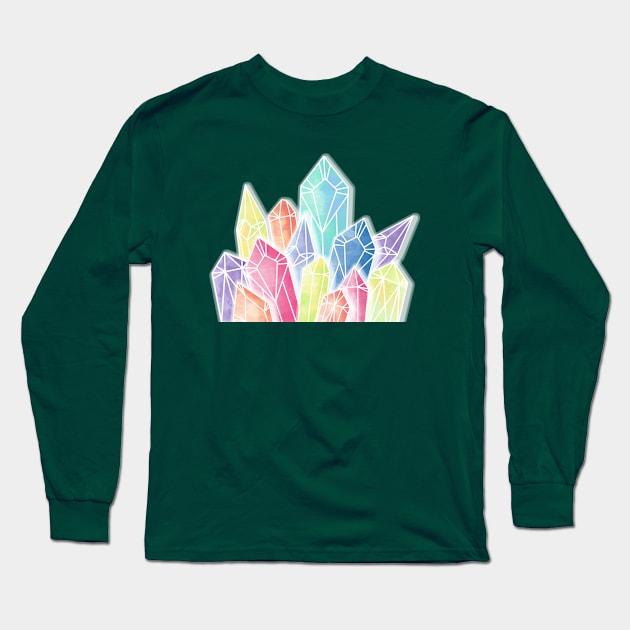 Crystals Green Long Sleeve T-Shirt by PrintablesPassions